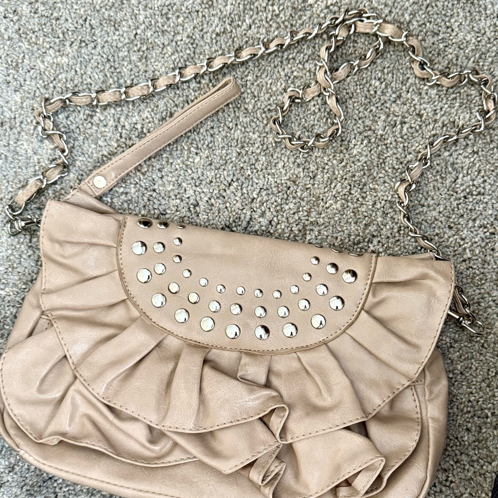 Stylish Beige Ruffled Women's Bag NWOT
